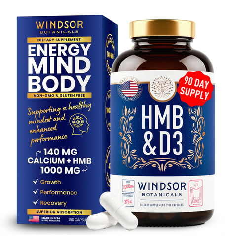 Capsulas De Suplemento De Hmb Y Vitamina D3  B-hidroxi B-me