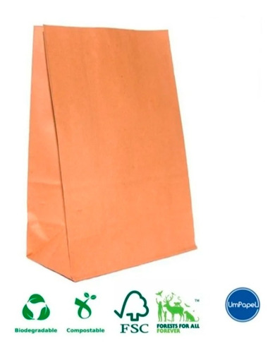 Bolsa Papel Madera 26x38x16 Cm. Ecoligicas Sustentable X 100 U.n°103