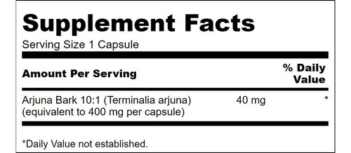 Suplemento Corteza De Arjuna (arjuna Bark) 40 Mg 60 Caps.