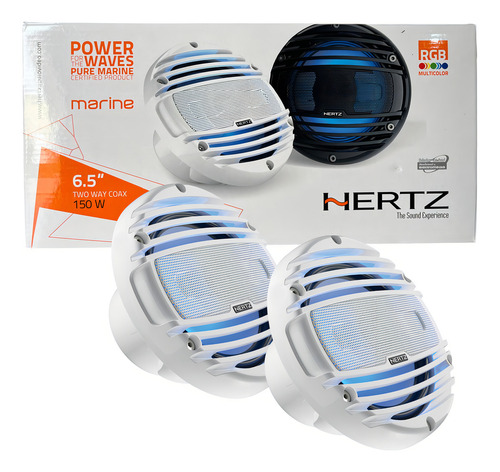 Par Alto Falante Marinizado Hertz Hmx 6.5 Ld-tw Com Led Rgb Cor Branco - Rgb