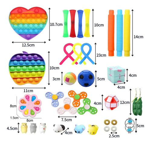Set 35 Fidget Toy Juguete Sensorial Anti Estrés Para Niños