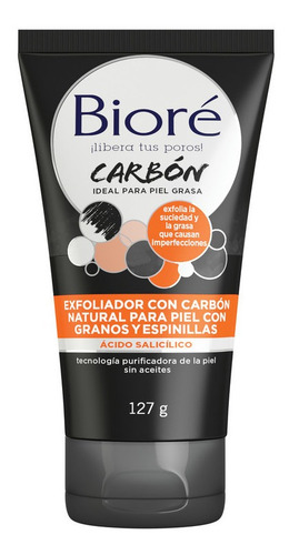 Imagen 1 de 3 de Bioré Exfoliador Carbón Natural Piel Con Granos Y Espinillas