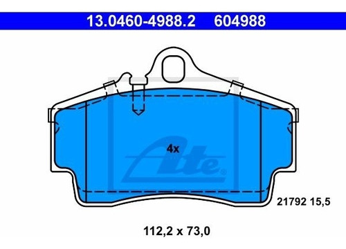 Balatas Traseras Porsche Boxster 2.7 1997/2004 Marca: Ate