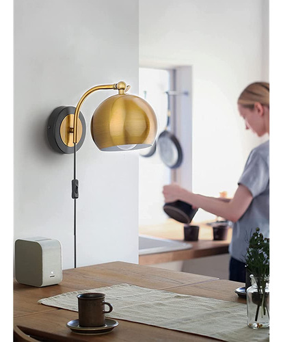 Aplique De Pared De Oro Oylyw Plug In Accesorio De Iluminaci