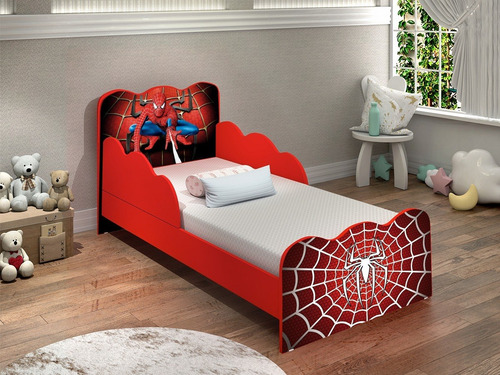 Imagem 2 de 5 de Cama Infantil Com Colchão Homem Aranha - Envio Imediato