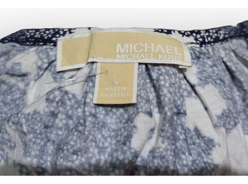 Blusa Michael Kors De Mujer Talla Grande Azul Flores Blancas