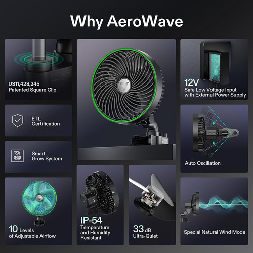 Ventilador Vivosun Aerowave E6 Grow Tent 6, Control Wifi...
