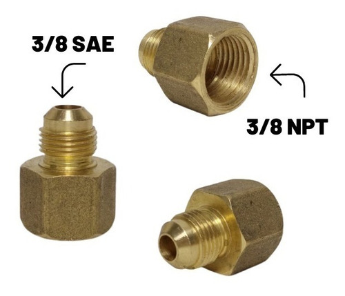 Reductor Conexión Bronce 3/8 Sae  X 3/8 Npt  