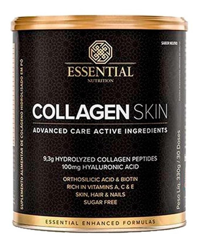 Suplemento em pó Essential Nutrition  Collagen Skin colágeno Collagen Skin sabor  neutro em lata de 330g