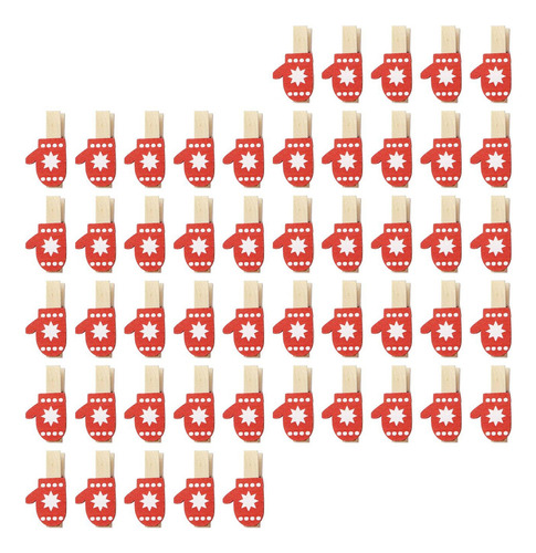 50 Uds. Clips De Madera Navideños Clips Navideños Guantes