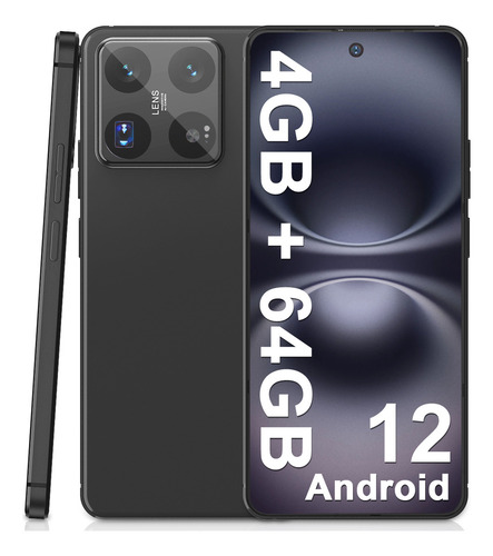 Celular 6.8 Screen Android Xnano 12 Sim Dual 4 Gb Ram 64 Gb Rom Hd + 60 Hz Phone Mobile Camera De 13+5 Mp Black, Big Battery Of 5000 Mah, Motopoco Incluye Adaptador, Color Negro