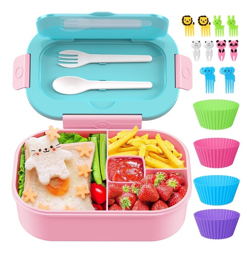 Fiambrera Para Niño Y Adulto, Lonchera Bento Con 4 Compartim