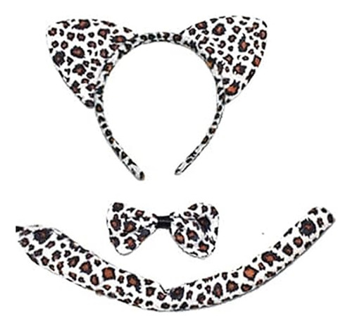 Disfraz 3 Piezas Leopardo Gato Raton Orejas, Cola + Moño