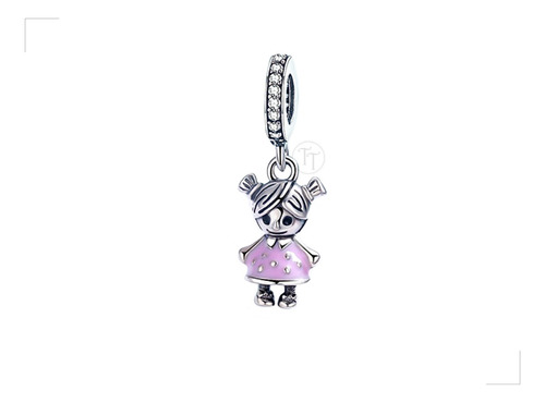 Charm Niña Plata Esterlina 925 Pink Enamel