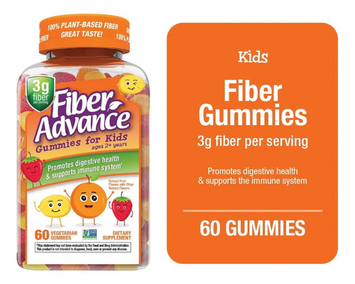 Fiber Advance Fibra P/ La Salud Digestiva De Los Niños 60pz Frutas