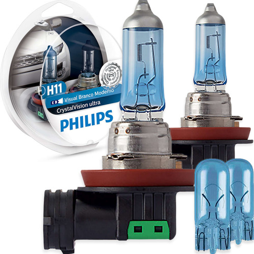 Imagem 1 de 6 de Kit Lâmpada Philips Crystal Vision Ultra H11 55w-12v 4300k