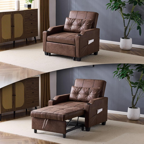 Sofa Cama Reclinable 3 En 1 Ajustable Puertos Usb Vingli