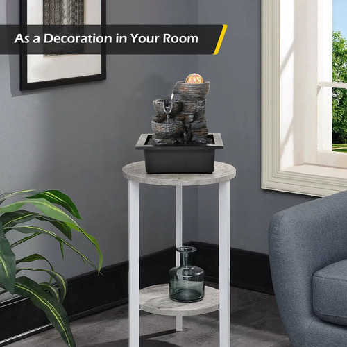 Fuente De Mesa Interior Con Cascada Y Luz Led Gris