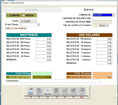 Sistema Control De Casa De Cambio