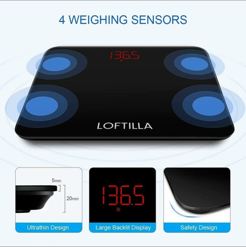 Imagen 3 de 5 de Balanza Digital Bascula Bluetooh Samsung Health Google Fit