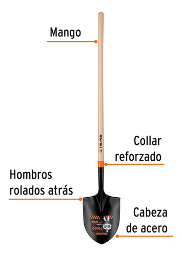 Pala T-2000 Irrigación, Mango Largo Truper 17177