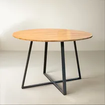 Comprar Mesa Redonda De Comedor Madera Muebles Hierro - Horacio Home