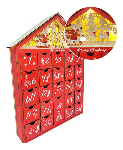 Casa De Madera Led Navidad Decorar Calendario De Adviento