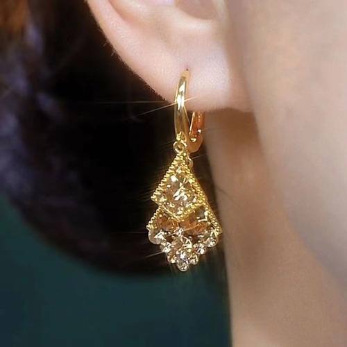 Pendientes De Mujer Lujosos Y De Alta Gama De Color Champán