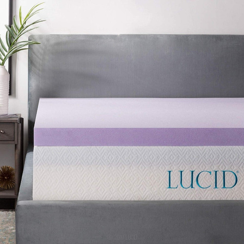 Colchoneta Memory Foam 4 Pulgadas Lucid Lavanda King Size Cp