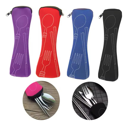 Funda Para Cubiertos Lunch Bolsa Guardar Cubiertos Tenedor