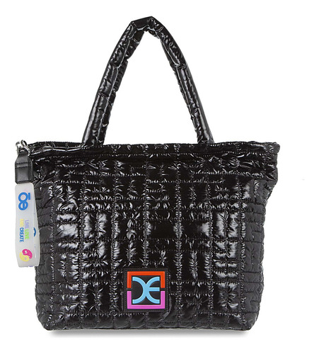 Bolsa Cloe Tote Para Mujer Material Reciclado Asa Removible Color Negro