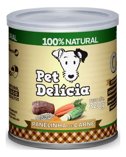 Imagem 1 de 1 de Alimento Pet Delícia Receitas Clássicas para cachorro todos os tamanhos sabor panelinha de carne em lata de 320g
