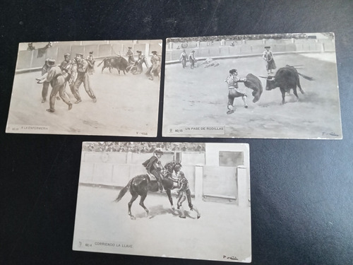 3 Postales Antiguas España Fernando Fernández Mota Toreros