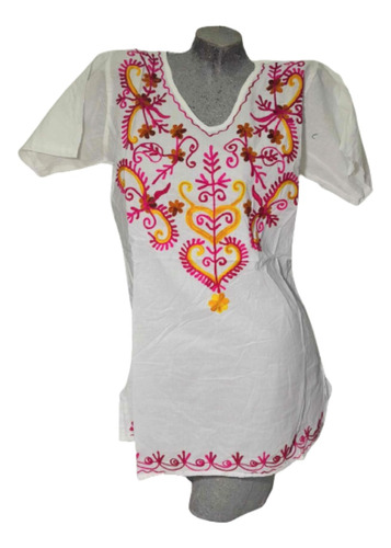 Blusa Camisola Camisa Bordada Hindu Artesanal Algodon 356