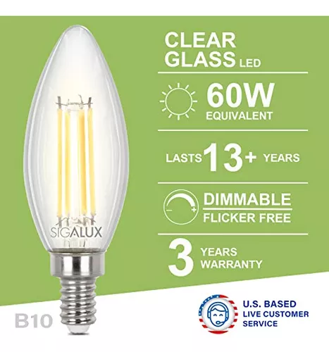 Sigalux Bombilla LED E12 regulable, bombillas LED de candelabro de 40 W,  bombillas de lámpara de araña, B10 2700 K blanco suave, bombillas tipo B  para