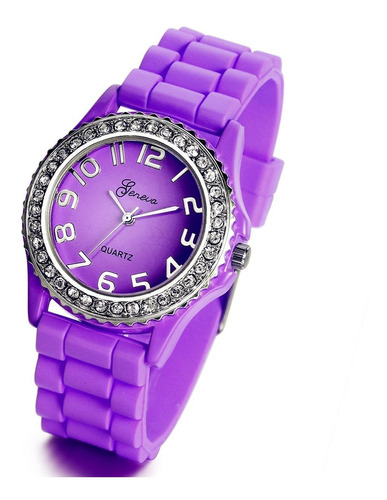 Reloj Mujer Lancardo Lcd100241 Cuarzo Pulso Morado En Caucho