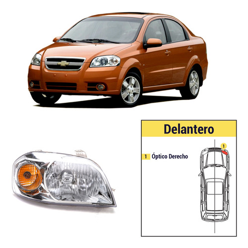 Óptico Derecho Chevrolet Aveo Sedan 2007 - 2016