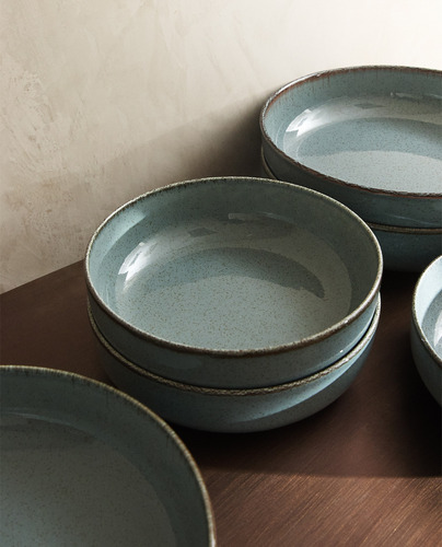 Imagen 3 de 4 de Ensaladera Bowl Porcelana Artesanal Filo Envejecido 19 Cm