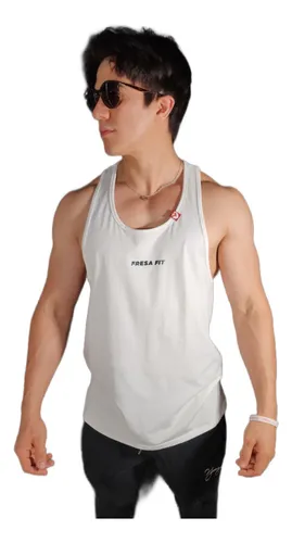 Playera Sin Mangas Tank Oversized Fresafit Blanca Gym