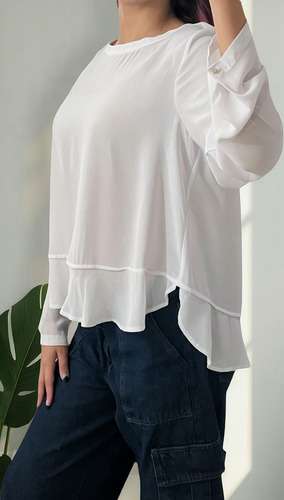 Blusa Camisa Mujer Manga Larga Cuello Redondo