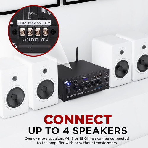 Mini Amplificador Estéreo 40w Con Entradas Aux Y Micrófono P