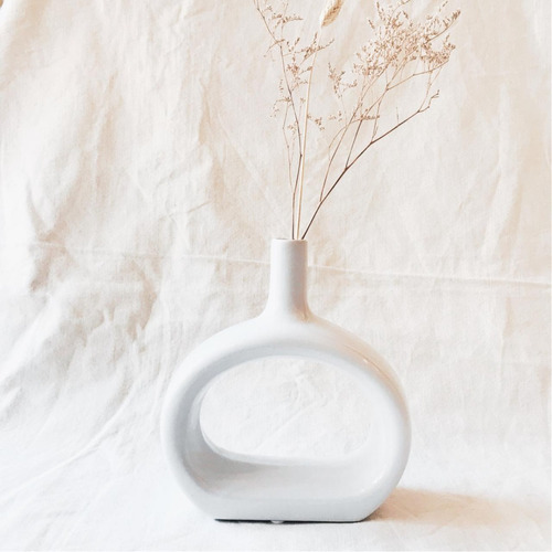 Jarron Ceramica Blanco / Nordic / ( 15 X 18 Cm )