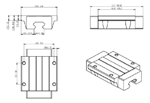 4 Patins Alongado Com Aba 20mm | 20a - Cnc Router - Hg20a
