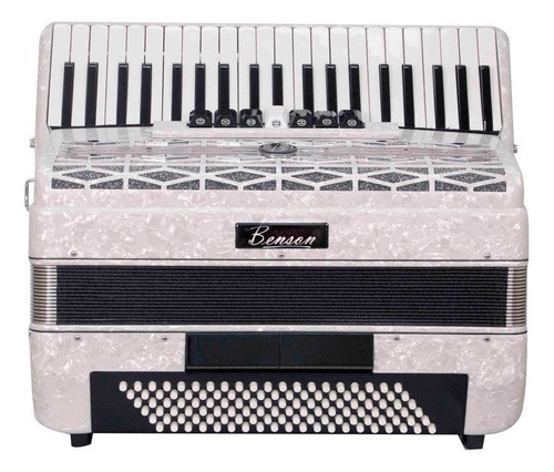 Acordeon 120 Baixos Branco Com Case E Bag Benson