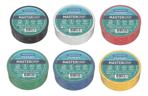 Fita Isolante 10 Metros Tramontina Mastergrip Colorida 10m Cor Preta