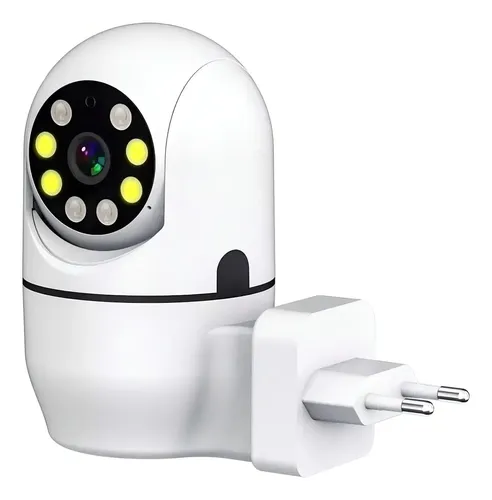 Câmera Wifi Interna Mini Tomada Full  Hd Ir 360 Jortan Jt-8178hj Visão Noturna Branco