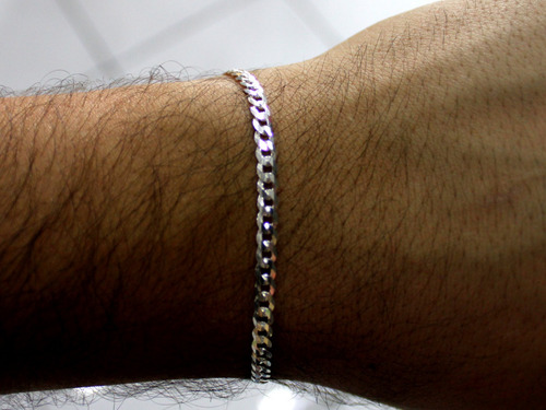 Pulseira De Prata Escama De Peixe 3,5mm Legitima 925 Fina