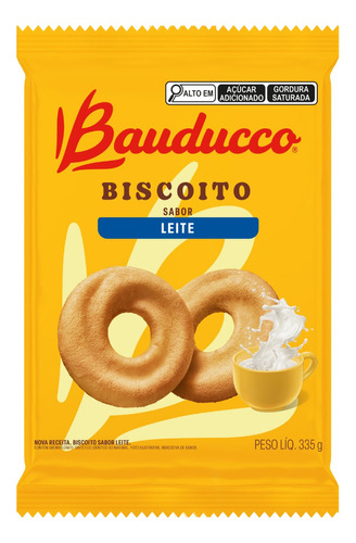 Biscoito Amanteigado Leite Bauducco Pacote 335g Embalagem Econômica