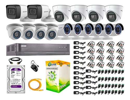 Kit 16 Cámaras Seguridad Full Hd Hikvision 6 Camaras Audio