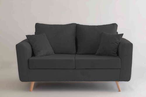 Sillon Sofa 2 Cuerpos Serbia Tela Pana Gris Oscuro Liso